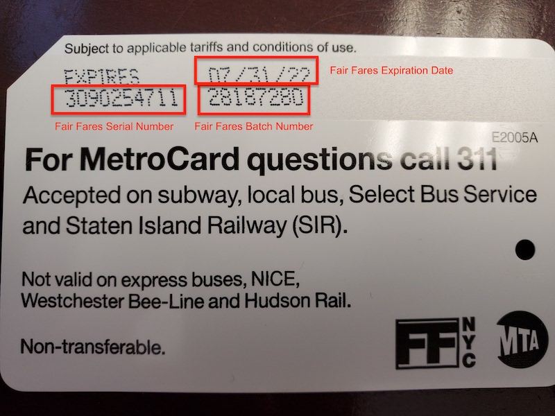Fair Fares Metro Card Image